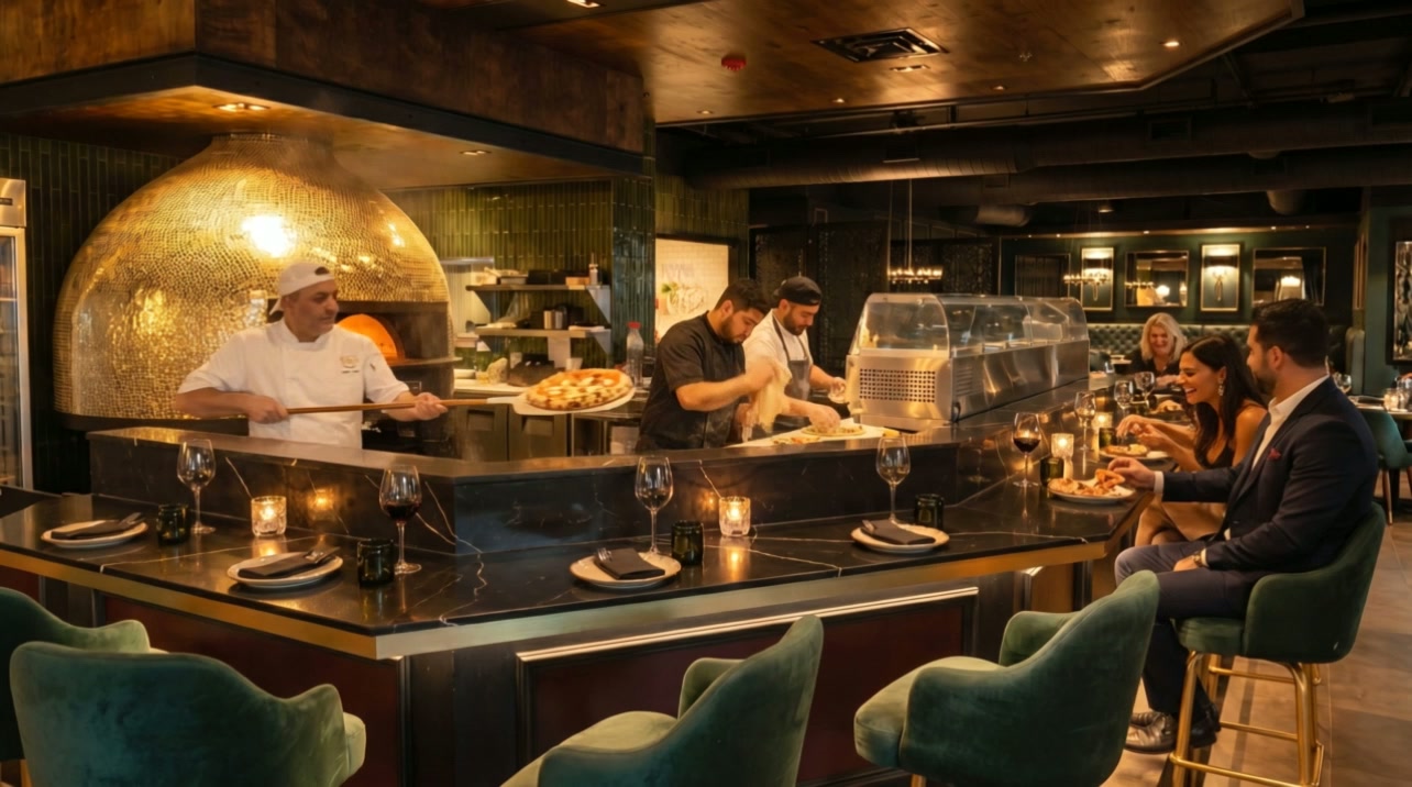 Semi-private dining room at Moderna Bar & Pizzeria