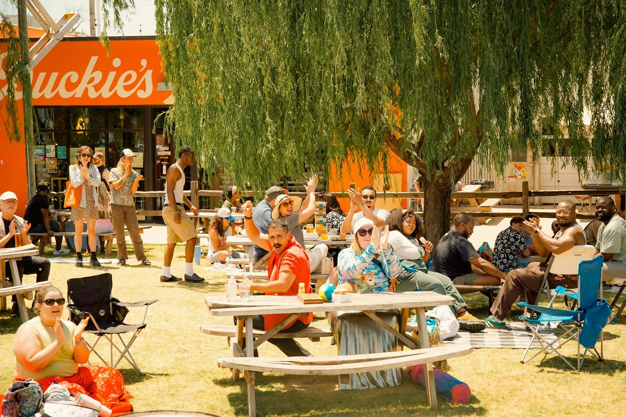 Outdoor event space at Duckie's Woodfire