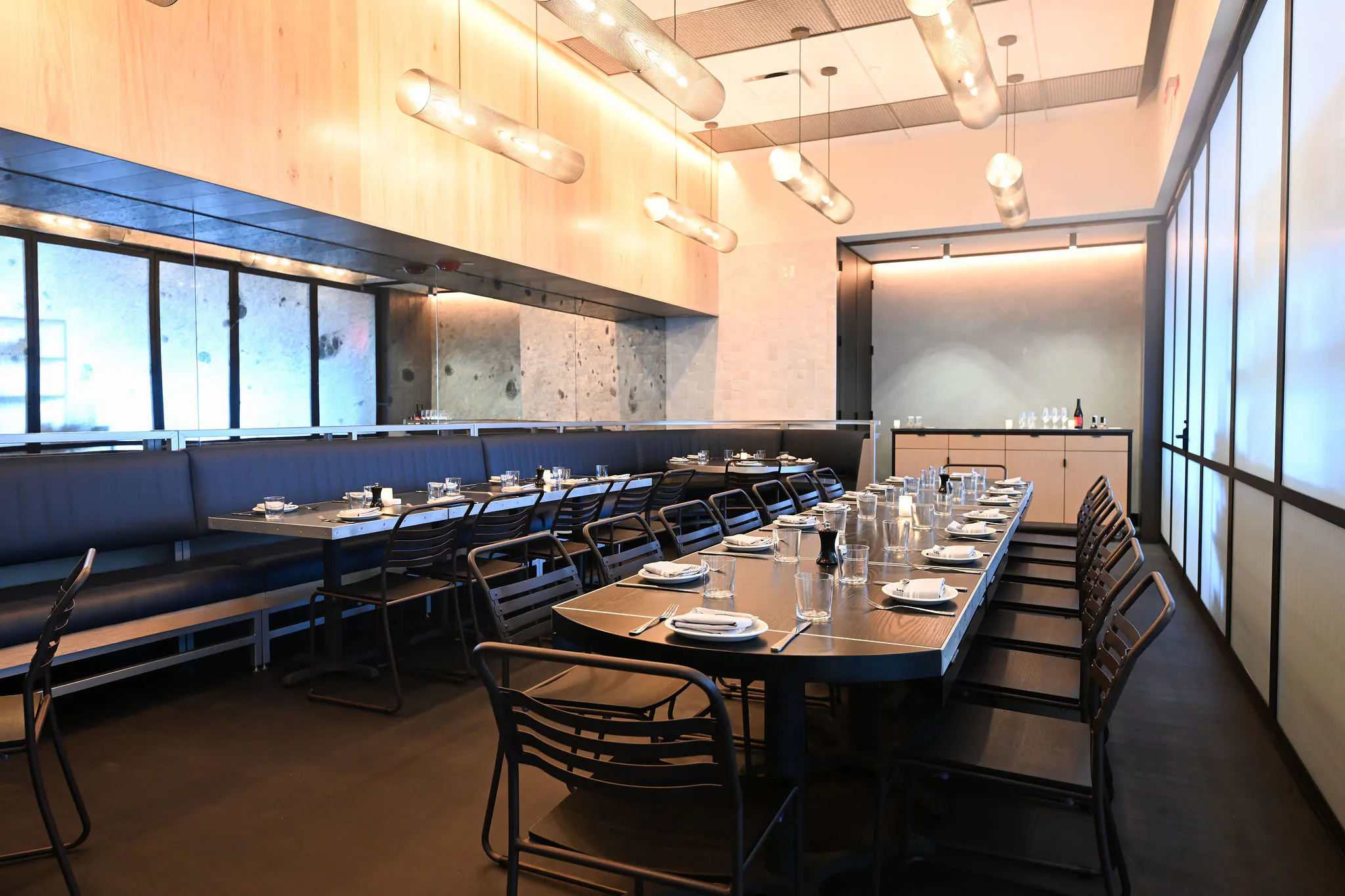 Enclosed covered patio at Row 34 Boston