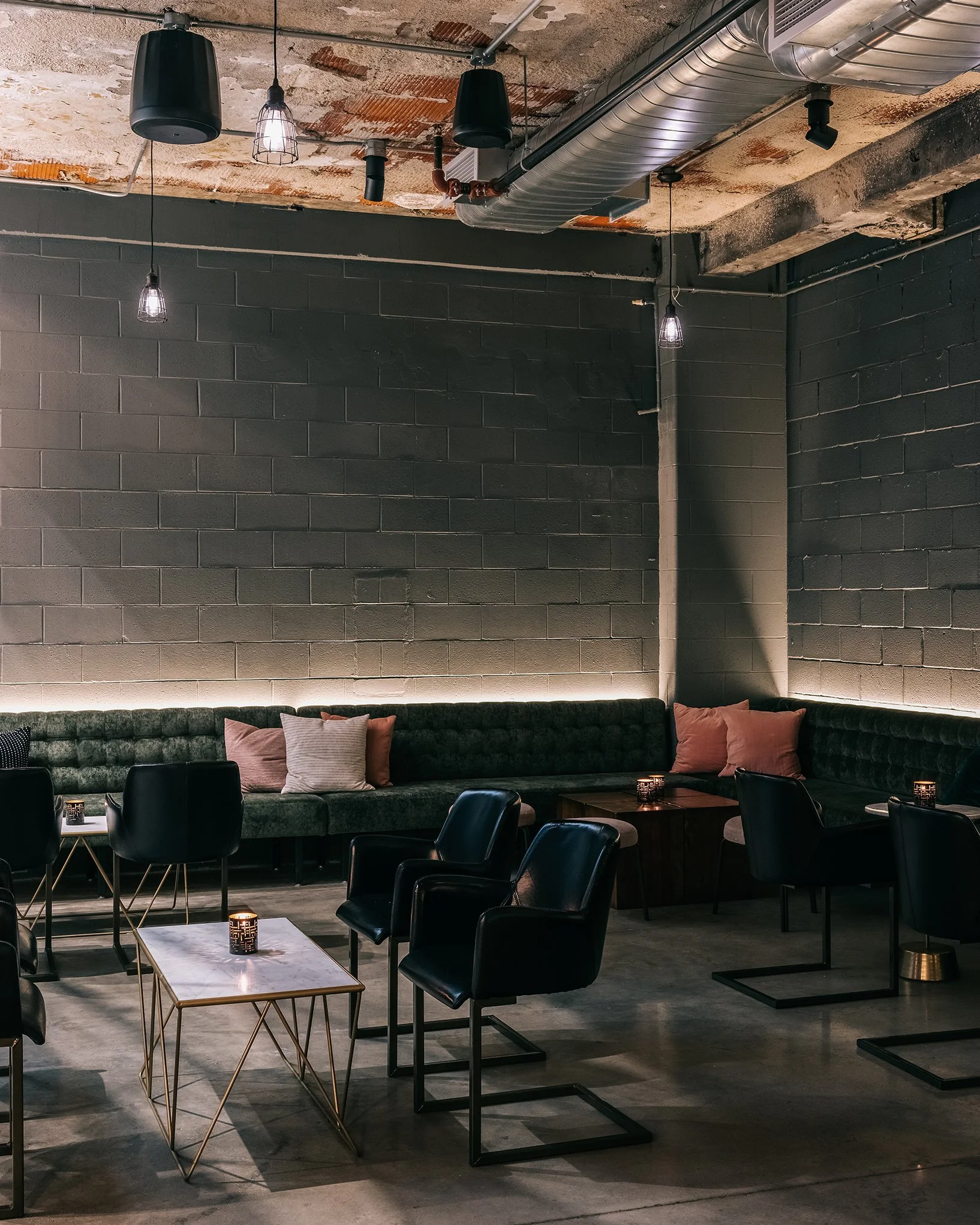 Lower level lounge at Leila