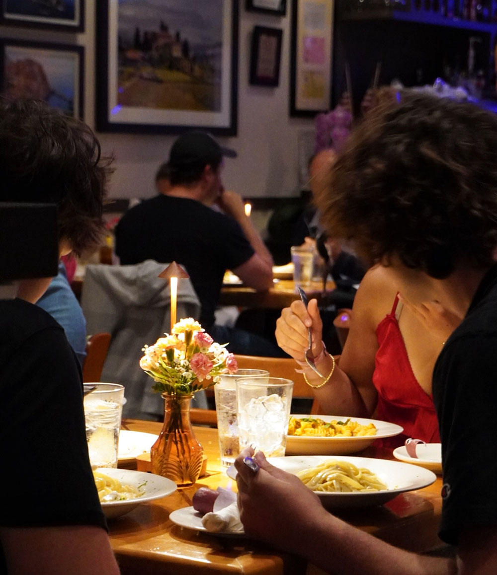 rustic Italian dining room at il Farro Restaurant