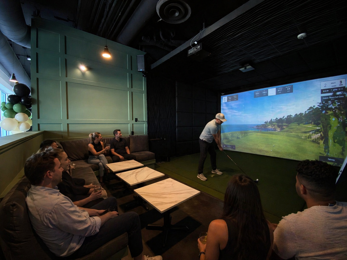 Five private bays at Birdies Social Club