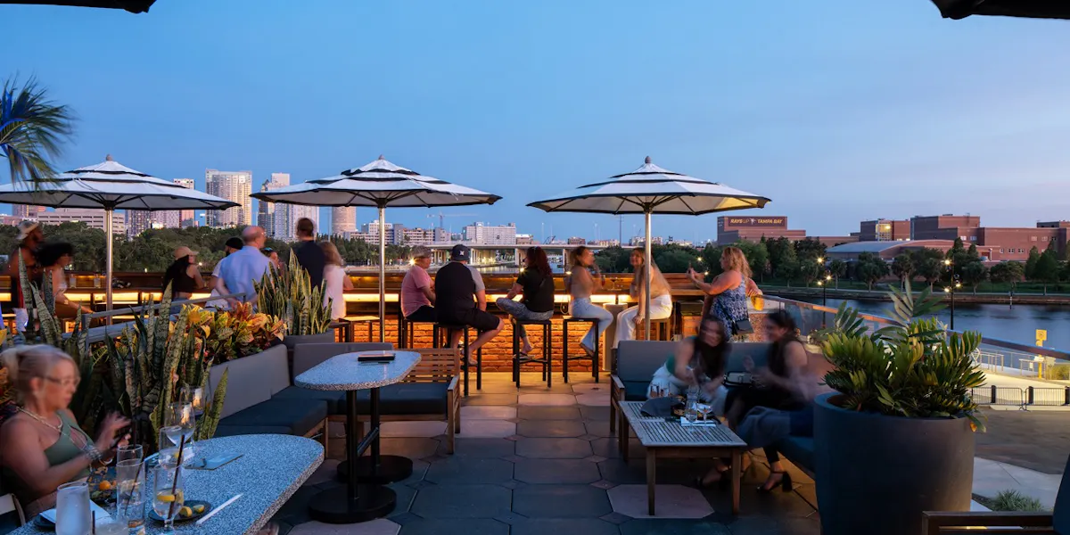 Dedicated rooftop seating area at M.Bird