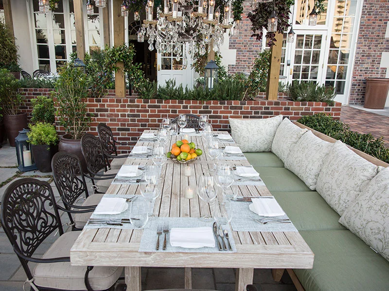 Garden Trellis Tables at Becca Restaurant & Garden