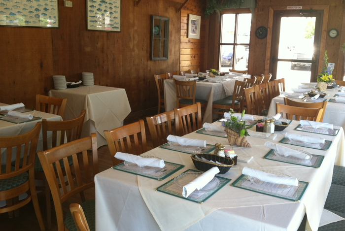 Indoor banquet room at Bubba's Seafood Restaurant