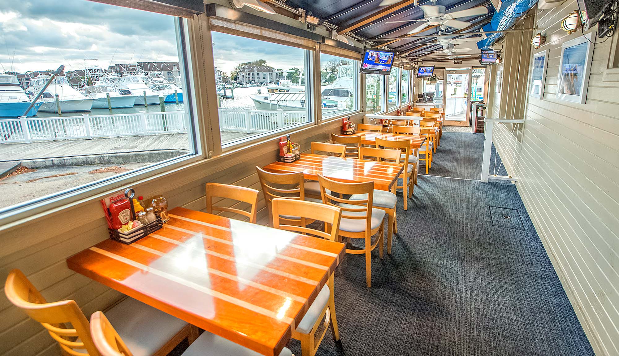 Water View Enclosed Back Deck at Rudee's Restaurant and Cabana Bar
