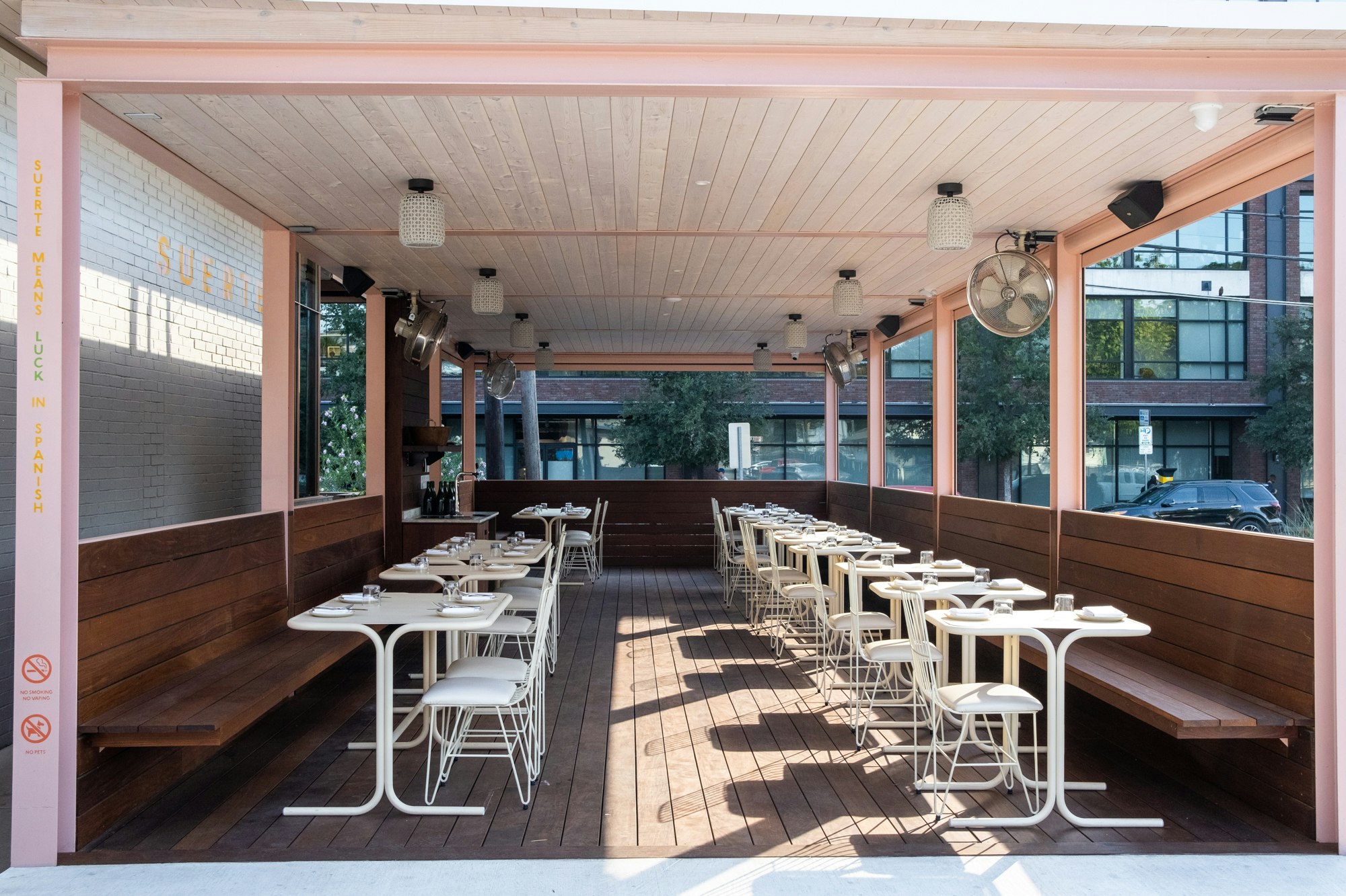 Outdoor Covered Deck at Suerte