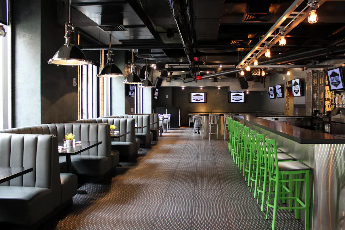 Booths at Warehouse Kitchen + Sports Bar