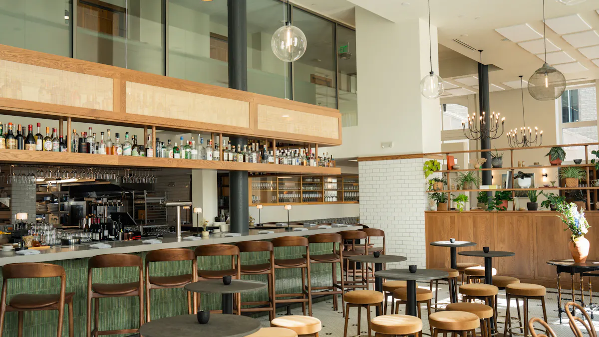 Cocktail Reception - semi-private bar & market area at Mercantile