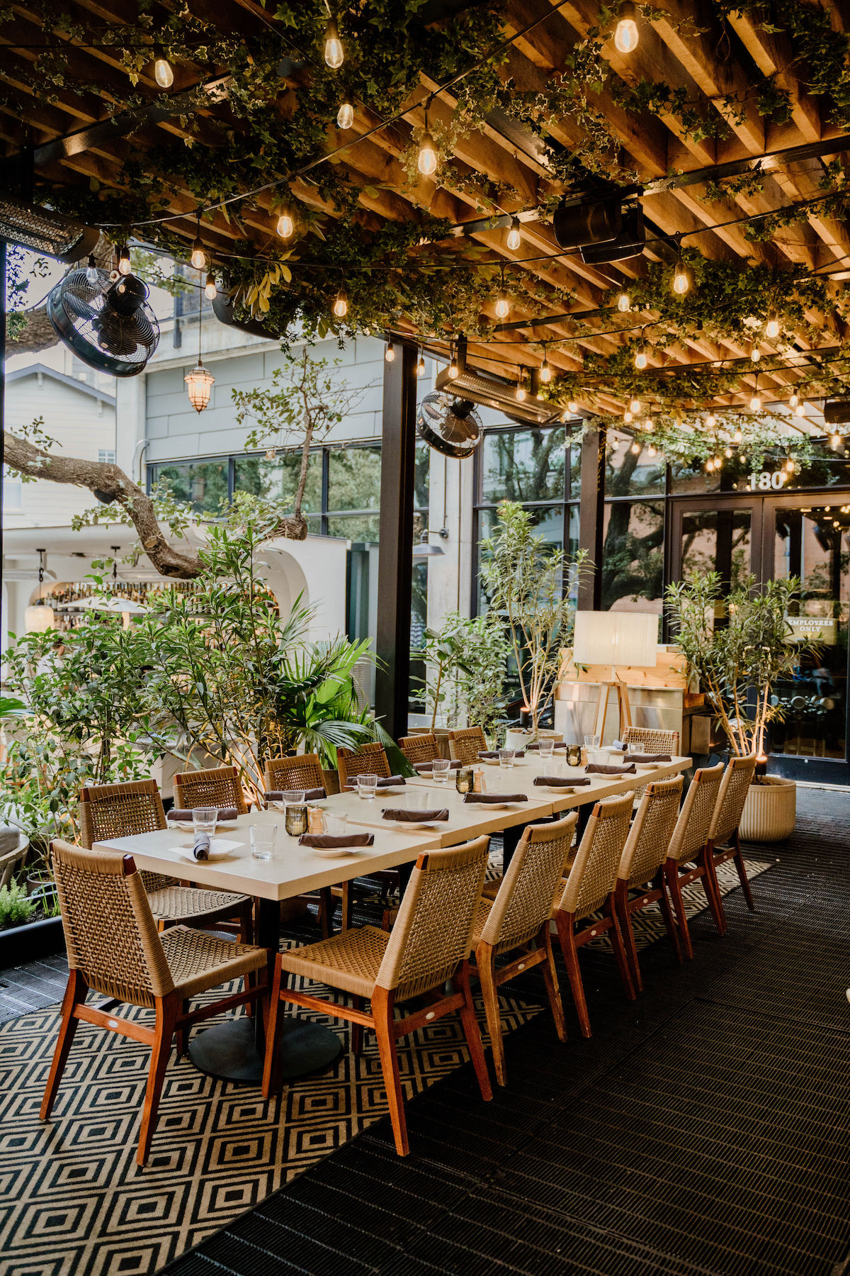 Full outdoor patio at Aba Austin
