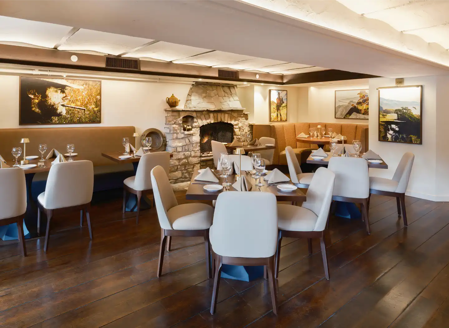 Entire sections of the restaurant and patios at Hog's Breath Inn