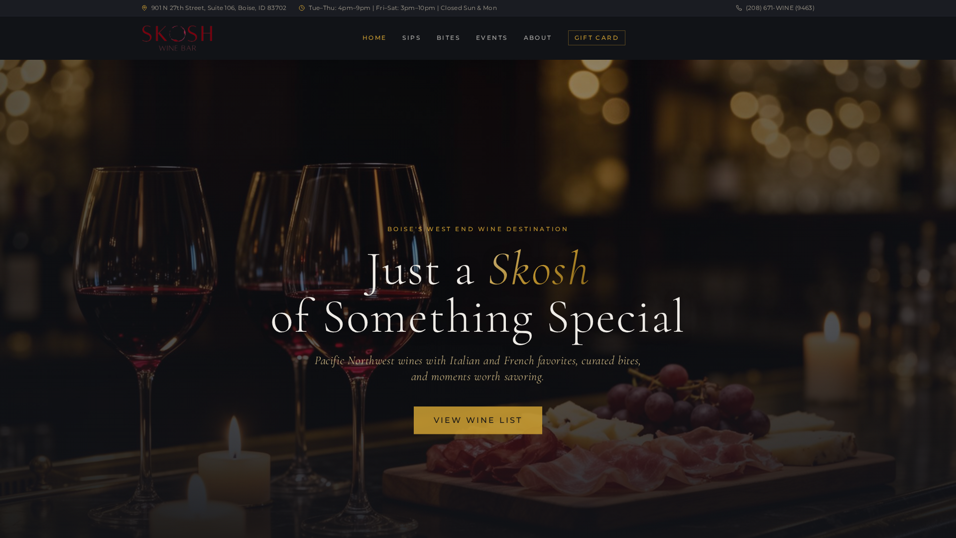 Full restaurant buyout at Skosh Wine Bar