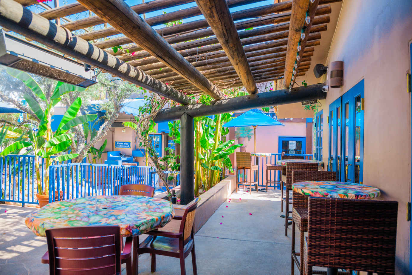 Private rooms and patios at Blue Coyote Grill