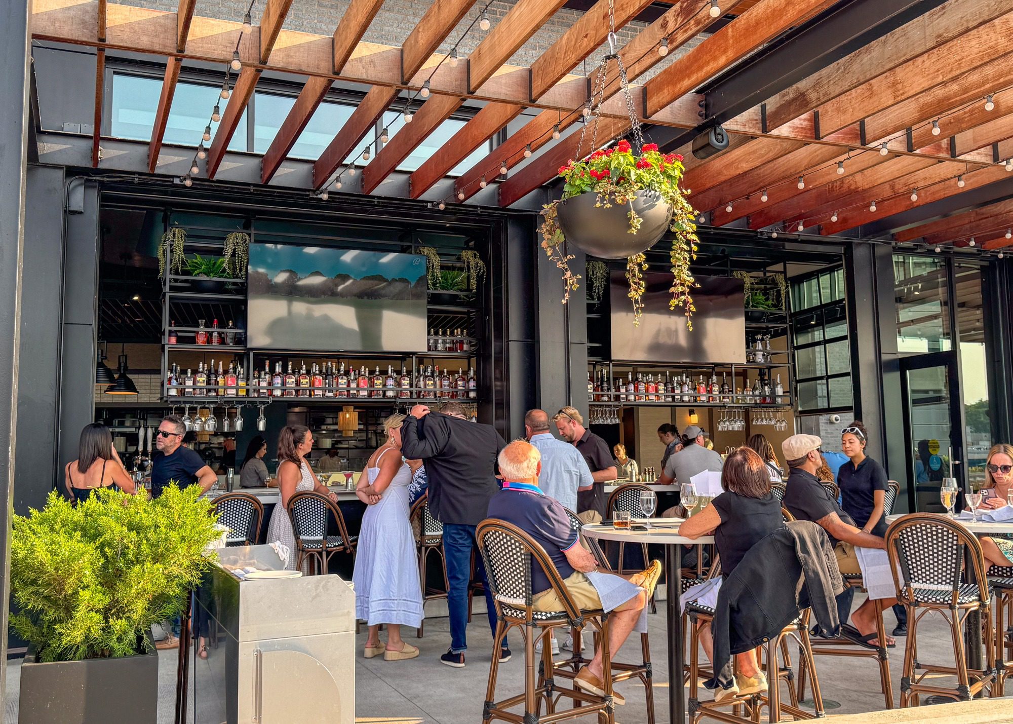 Semi-private patio space at The Bridgewater Modern Grill